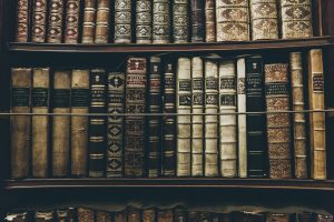 image of rows of books on a bookshelf