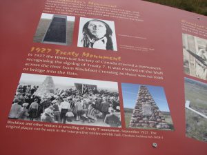 image from face of Treaty 7 monument at Blackfoot Crossing, Alberta
