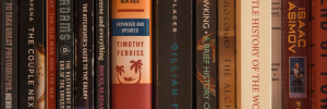 close up photo of a row of hard cover books